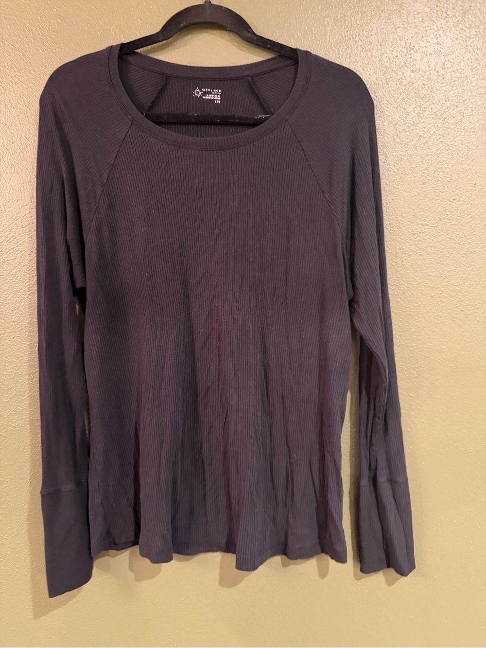 aerie Ribbed Long-Sleeve Tee in Black